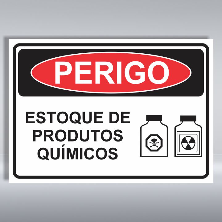 PLACA DE PERIGO | ESTOQUE DE PRODUTOS QUÍMICOS